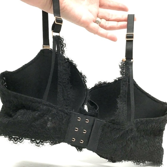 Aerie power plunge black lace bra 34DD New